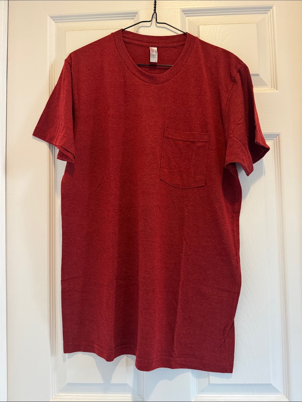 American Apparel 50/25/25 Track Shirt, like new, in red with pocket